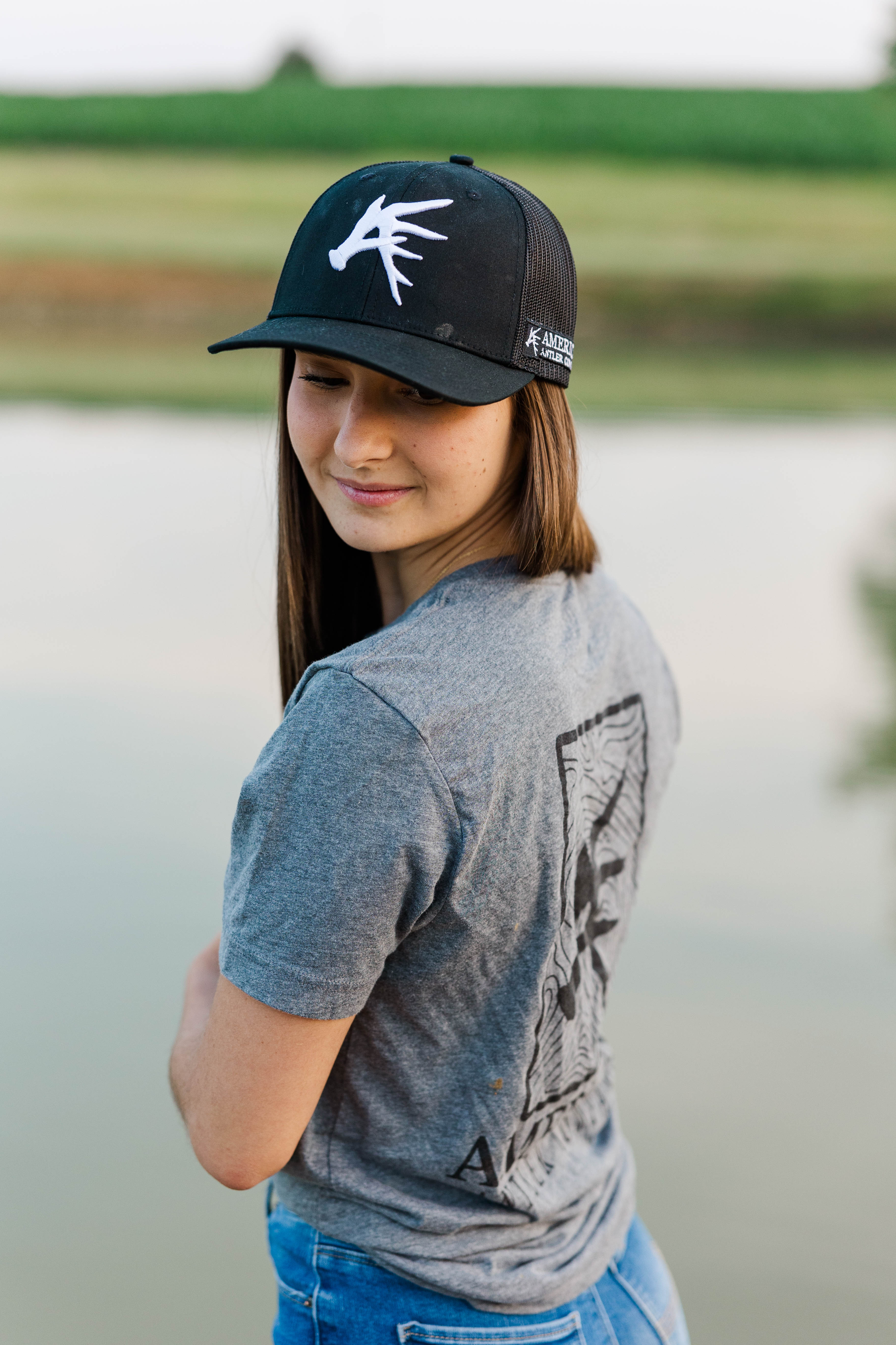 Black Antler Symbol Snapback Hat