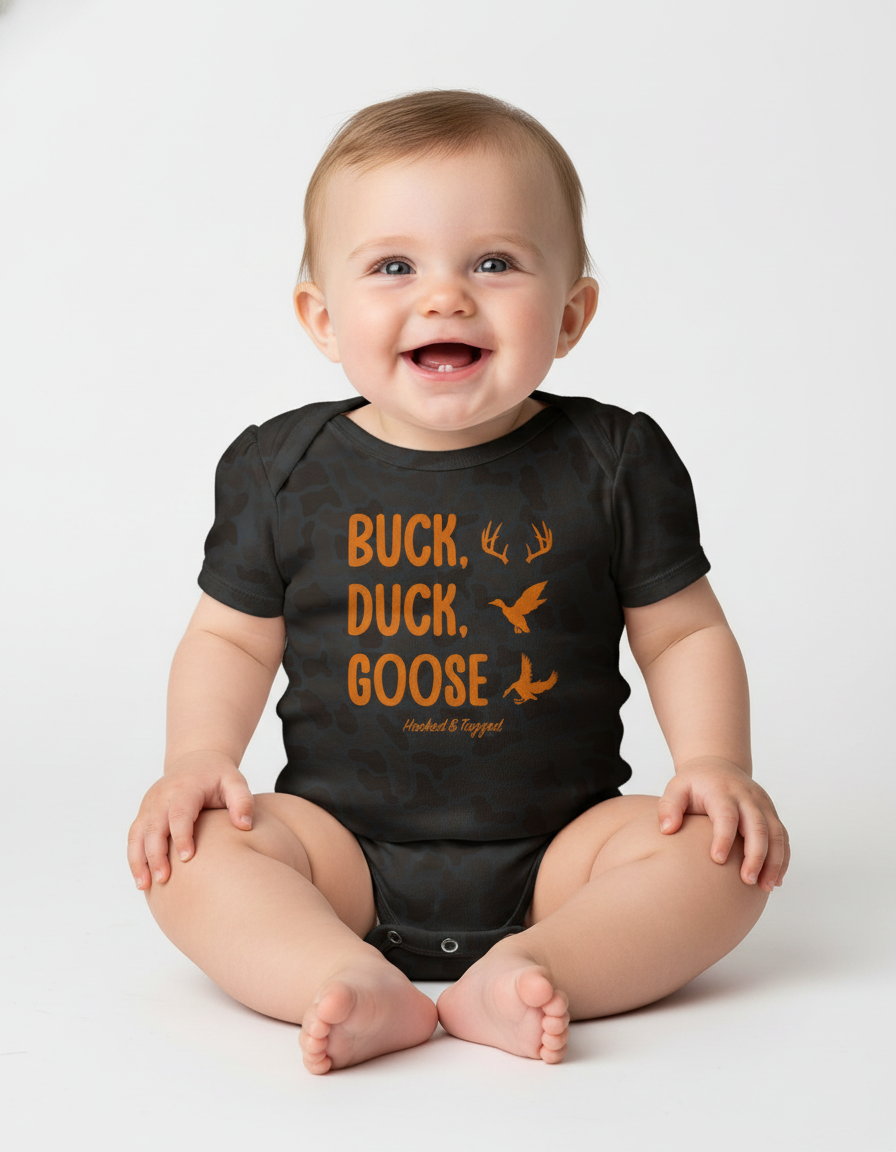 Buck, Duck, Goose Onesie