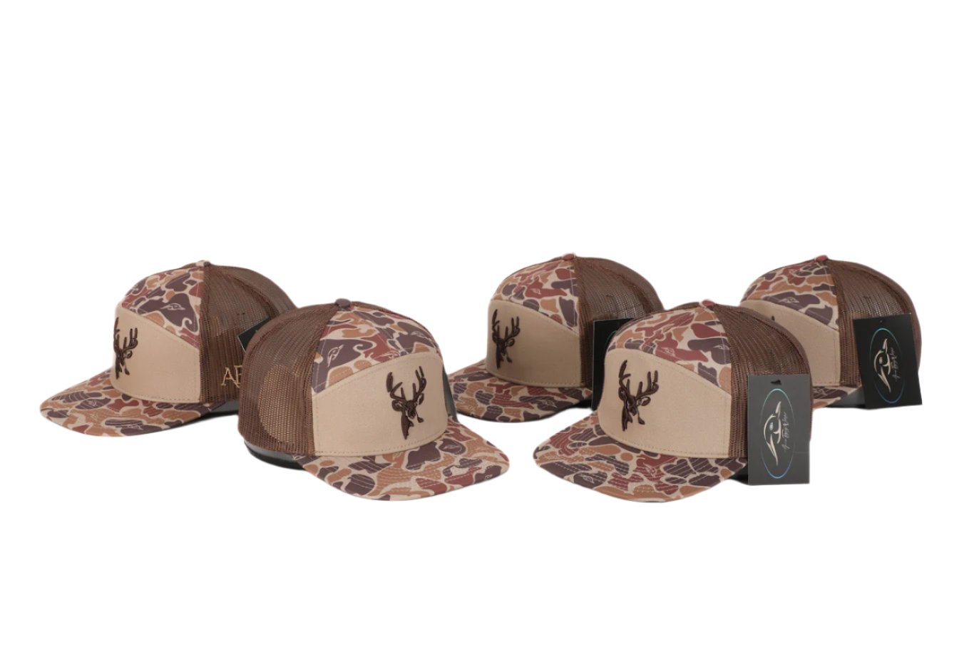 Youth 7 Panel Brown Old School 3 D Puff Buck w/ Brown Mesh