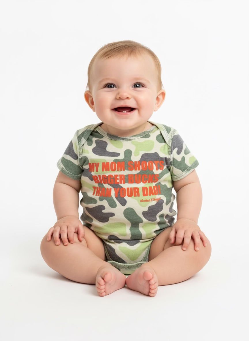 "My Mom Shoots Bigger Bucks Than Your Dad" Onesie