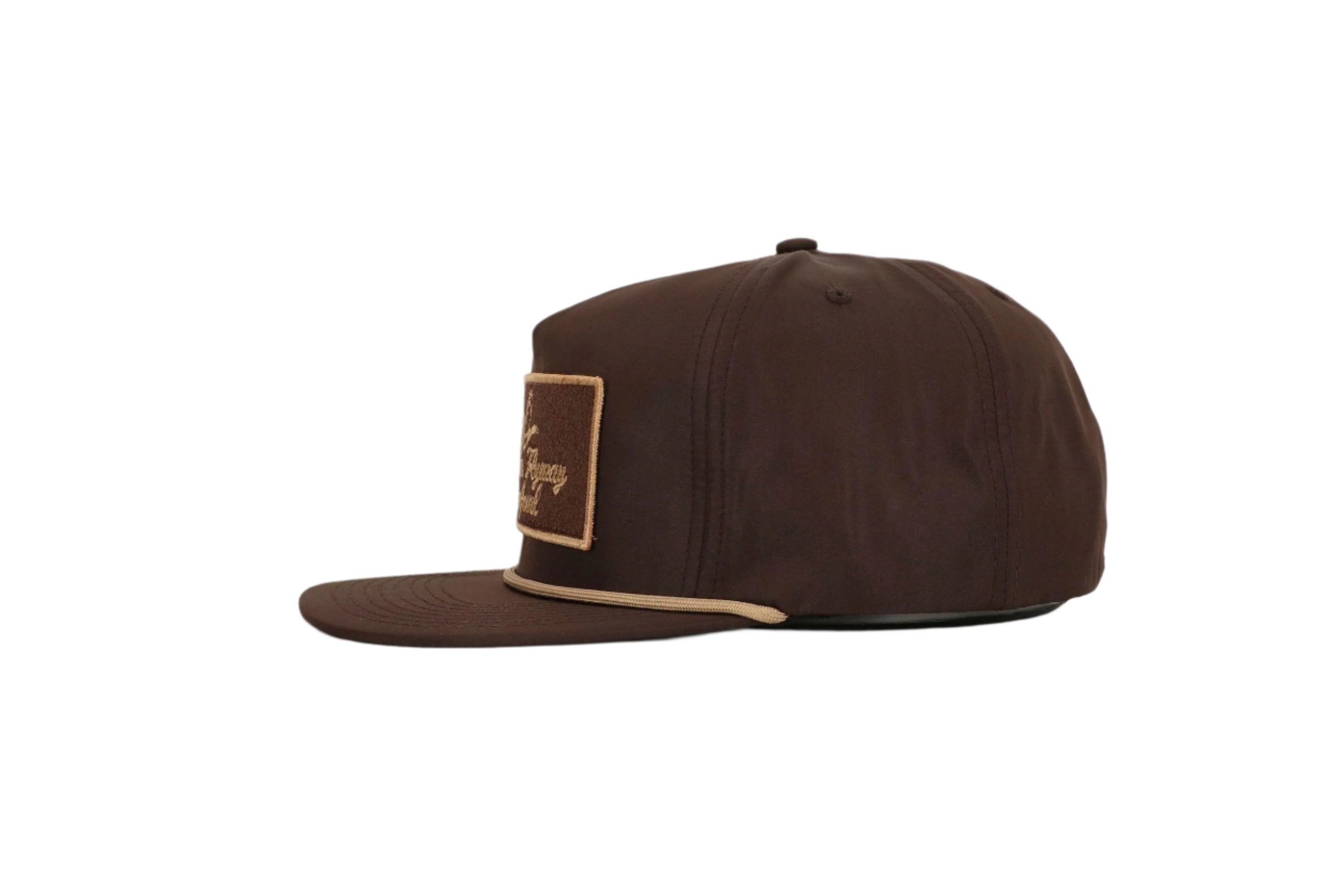 Youth Throwback Vintage Rope Hat Brown w Patch and Tan Rope
